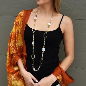 14 kt Gold plated Chain Designer Necklace Large European Crystals